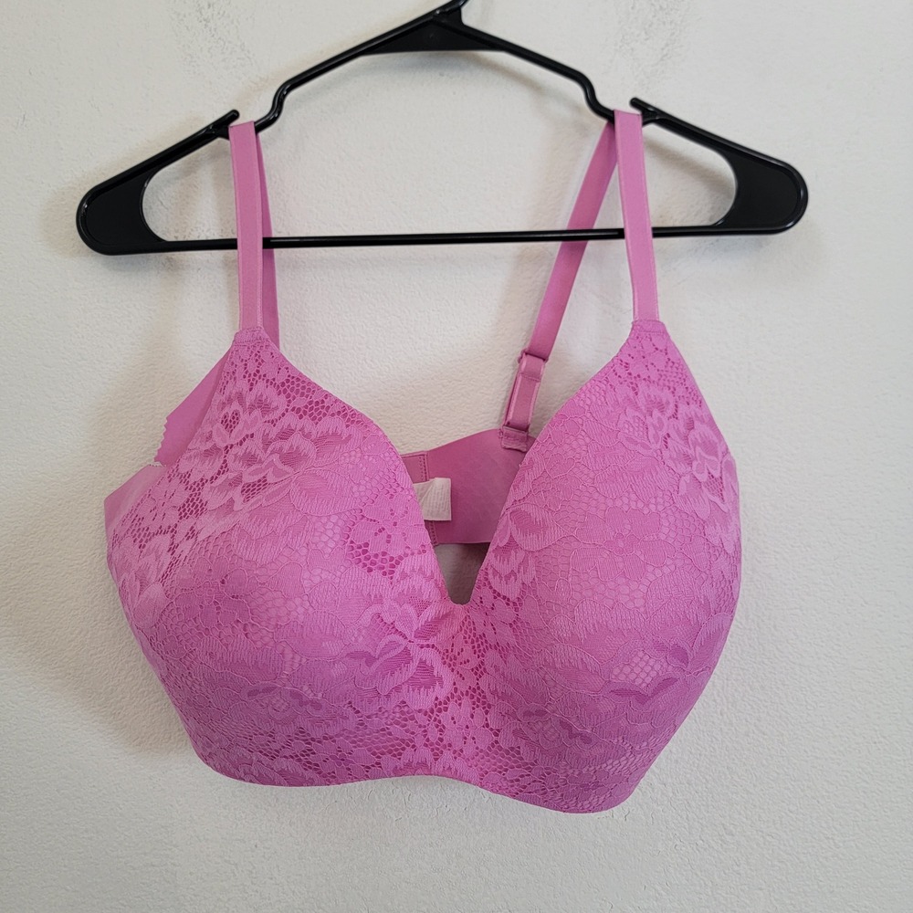 Knix Size 8 Band 42 Pink Lace Wingwoman Contour Bra Wirefree Full Coverage